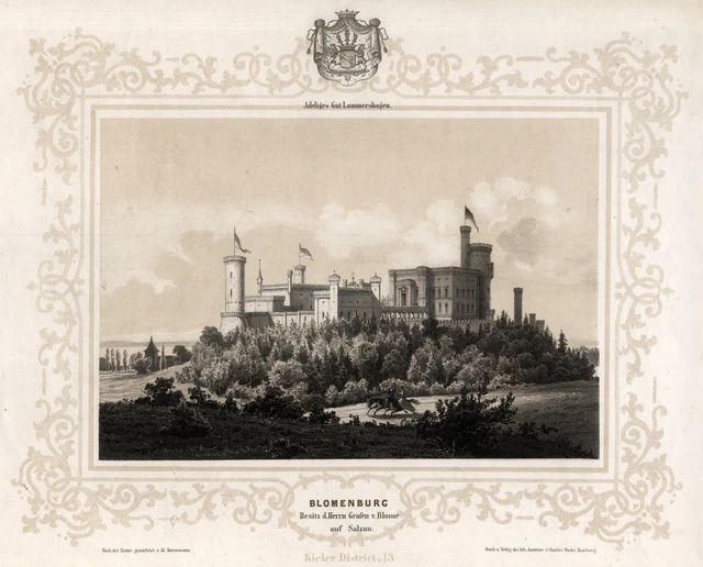 Blomenburg An.Selent Original Litografía Hornemann 1850