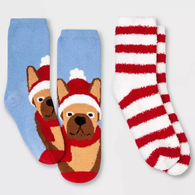 Bambini' M/L 2pk Cane Comodo Calzini - Wondershop Blu/Rosso Natale Vacanza