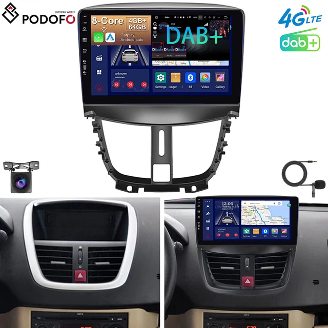 Autoradio Android 15 9 Pouces Pour Peugeot 207 (2006-2015) - 4G+128G, CarPlay/Android Auto Sans Fil, GPS, WiFi, Caméra De Recul