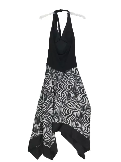 Betsy & Adam NWT Halter Top Gown Asymmetrical Hem Zebra Stripe Womens Sz 12 NEW 2