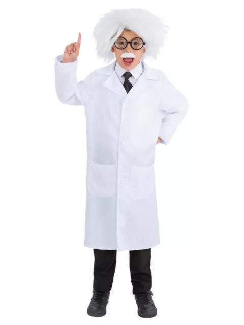 Albert Einstein Kit Perruque Lunettes Moustache Cravate Scientifique École Robe