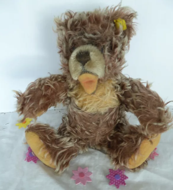 Sammlung Steiff Bär Zottelbär Teddy Zotty, Knopf Fahne 6328/02 27cm 60er Jahre 2