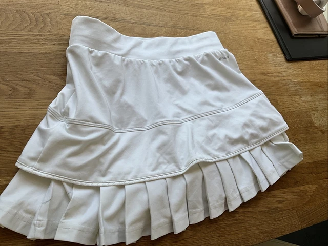 ADIDAS Tennis Skort XS Pantaloncini Interni Palestra Gonna Climalite Bianco Pieghe