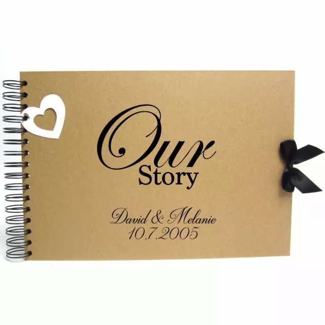 Wooden Engraved Scrapbook, 1 Year - Our Story So Far, Memory Photo Book