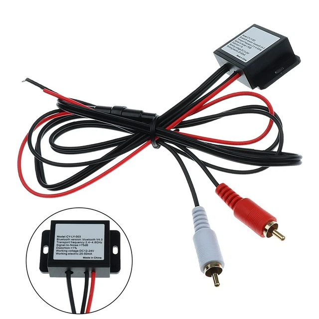 Bluetooth-V4.0 DC12-24V Car Aux Adapter BT Music Receiver Module Kit 2 RCA Input