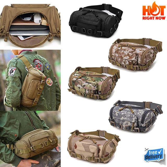 Sacs de taille pour Hommes en Plein Nylon Tactique Imperméable sac Banane Moto