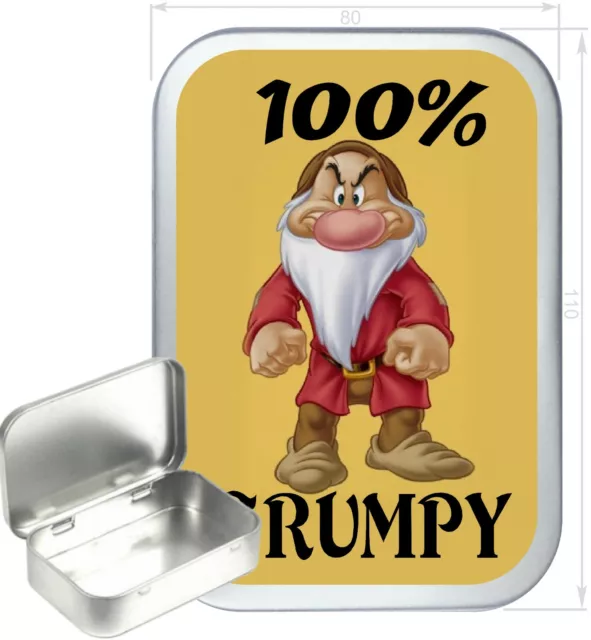 100% Grumpy Gift Box,150ml Silver Hinged Tin, Tobacco Tin, Storage Tin