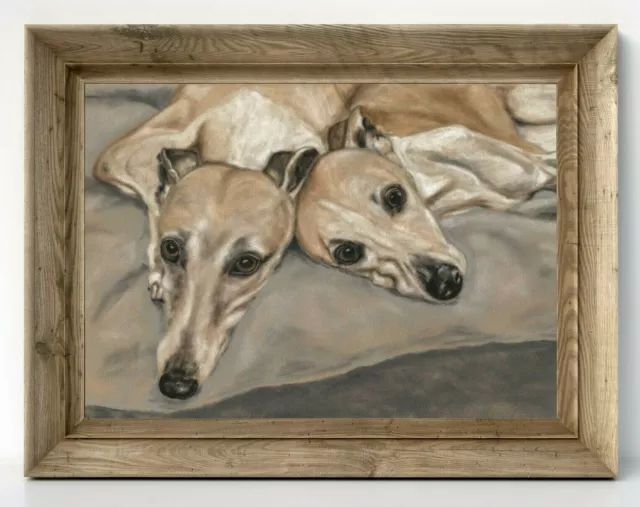 Large Greyhound art Lurcher print Greyhound picture Dog painting A3 UNFRAMED