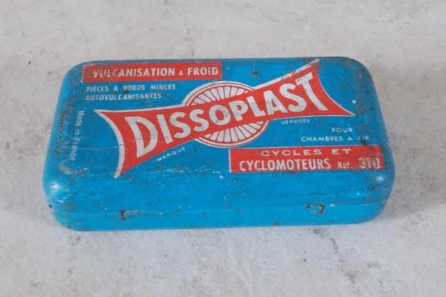 Ancienne Boîte De Réparation Pneus Vélo DISSOPLAST – 1960s-1970s – Vintage