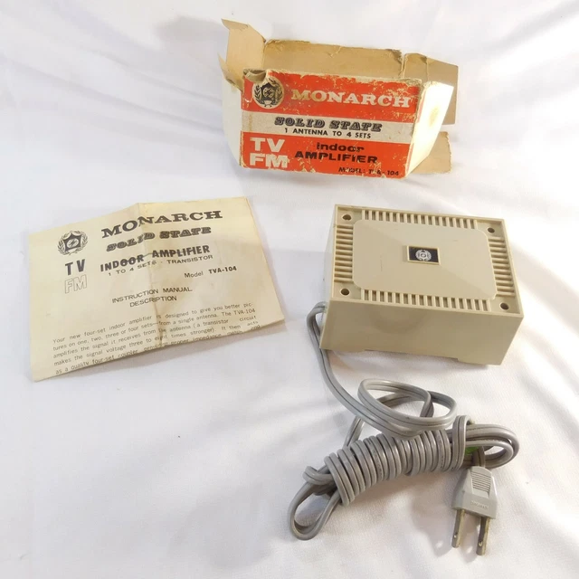 VINTAGE MONARCH TV FM Indoor Amplifier Antenna Amplifier TV Radio Model