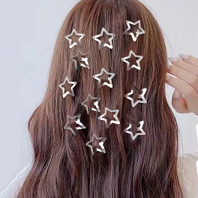4-20X Pentagram Star Hair Clips Snap Hairpins Slides Women Girls Kids Grip Metal