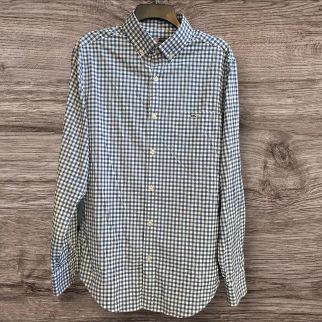 Vineyard Vines Classic Fit Tucker Shirt Men’s Medium Blue Gingham Plaid