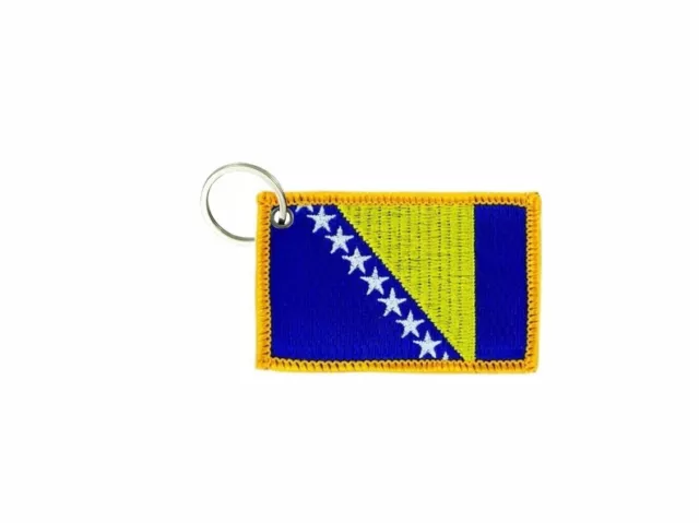 Keychain keyring embroidered embroidery patch double sided flag bosnia