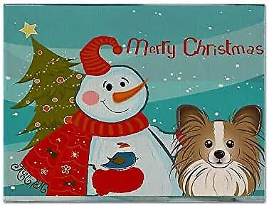 Treasures BB1868PLMT Snowman with Papillon Fabric Placemat Washable Placemat Din