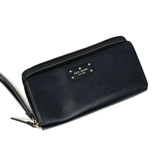 Kate Spade Grove Street Anita Black Leather Wristlet Clutch Wallet