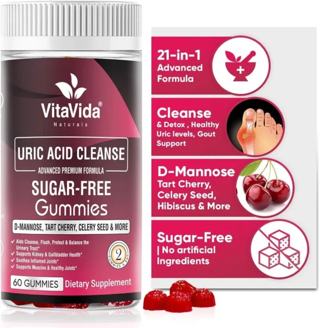 21-in-1 Uric Acid, Gout Detox & Cleanse Antioxidant - 60 Gummies (Exp 03/2025)