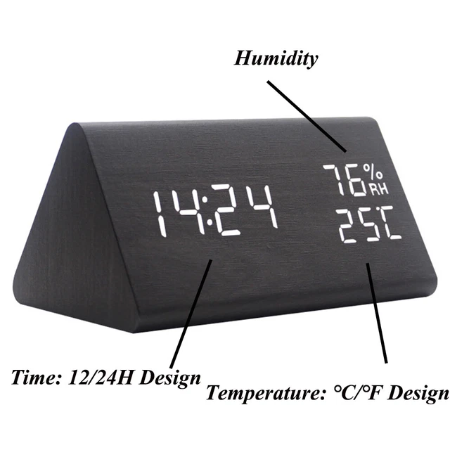 Large Digital LED Display Alarm Clock Snooze Temperature Mode Voice Control 2