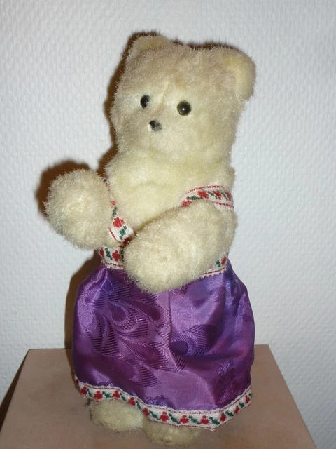 VINTAG années 1960 URSS russe soviétique MECHANIQUE jouet poupée OURS EN PELUCHE