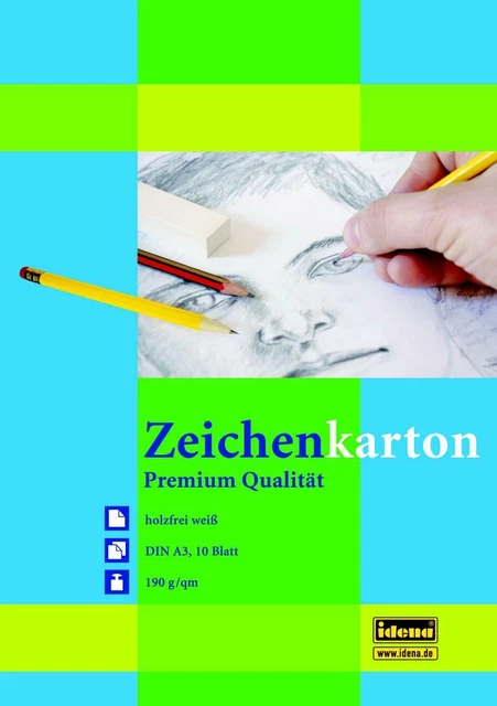 10 Blatt Zeichenkarton / Zeichenkartonblock DIN A3 / 190g/m²
