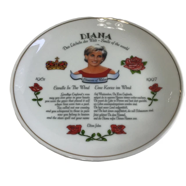 VINTAGE PRINCESS DIANA Candle In The Wind Plate Lyrics In English And