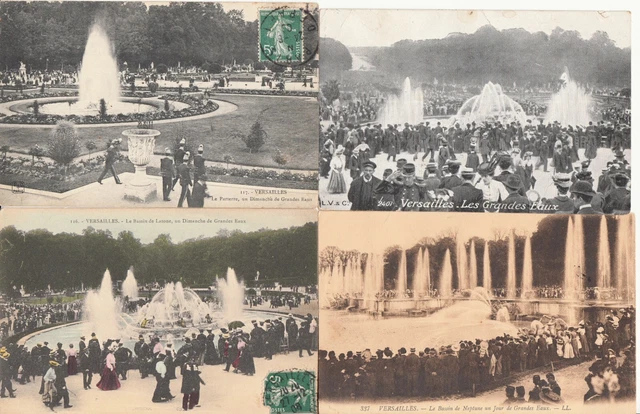 Lot de 4 cartes postales anciennes card château de VERSAILLES les grandes eaux 4
