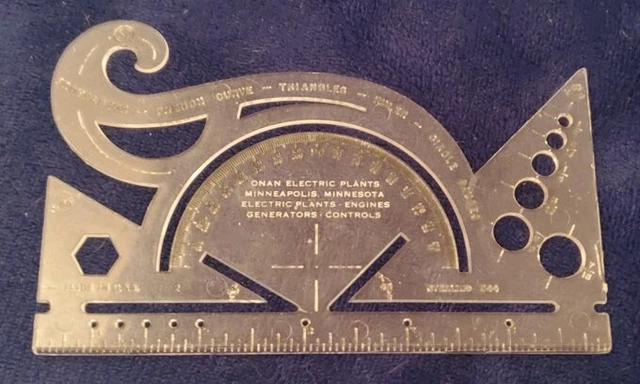 Antique Protractor Ruler VINTAGE PROTRACTOR FRENCH Curve Triangles Ruler Circle Gauges Onan ...