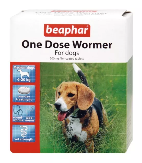 Beaphar un dose vermifuge pour moyen chien 2 comprimés ver traitement