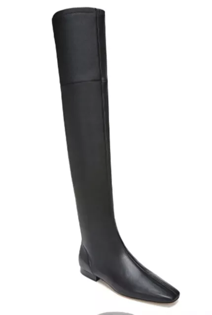 VINCE Boots Nissa Over-The-Knee Boot OTK Black Leather Stretch Sz 38 - 8