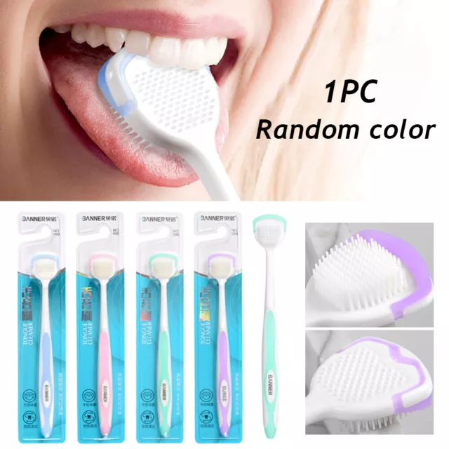 Tongue Soft Scraper Cleaner Brush Handle Floss Cure Bacteria Oral Hygiene Mouth