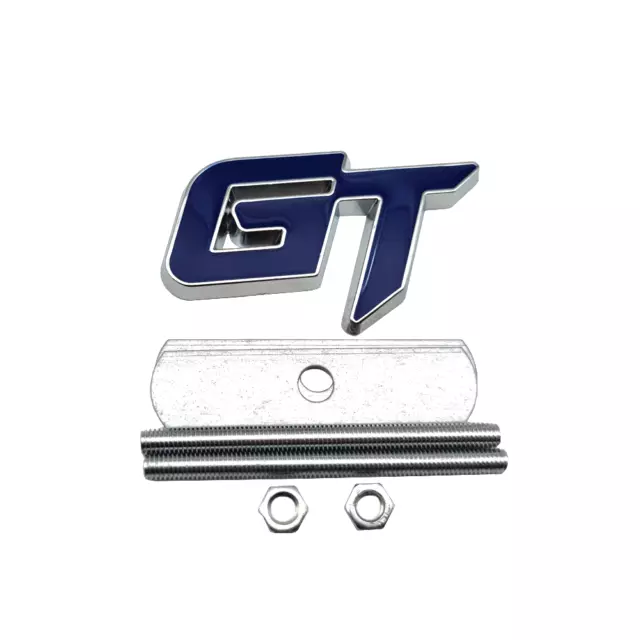Metal Grill Silver & Blue GT Car Emblem Mount Front Grille SUV Sport Auto Badge