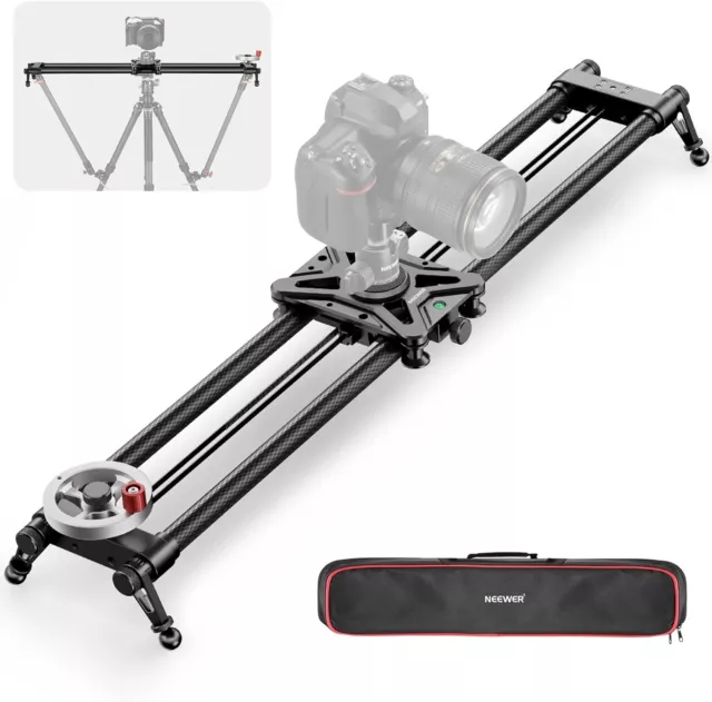 31.5in/80cm Camera Slider with Flywheel & Crank Handle, Smoother Carbon Fiber Do