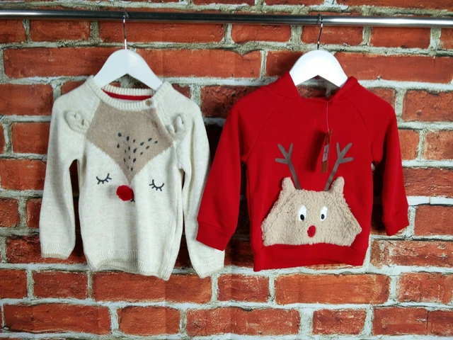 Pacchetto Bambine Età 12-18 Mesi Primark Fred & Flo Pullover Natale 86Cm
