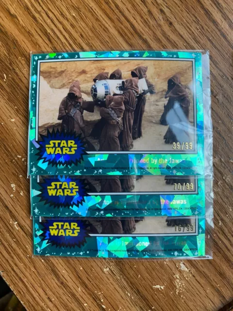 (3) Aqua /99 2022 Topps Chrome Star Wars Sapphire #11 Artoo Imprisoned by Jawas