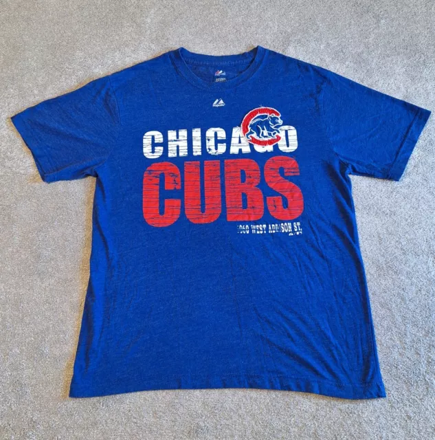 Chicago Cubs T-Shirt Men's Large Blue Graphic Baseball Logo Tee MLB Majestic