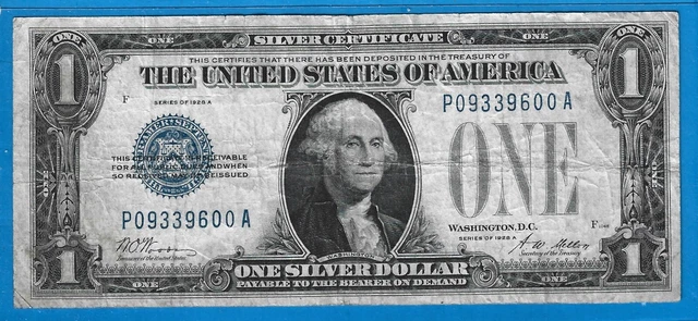 1928 A $1 Silver Certificate Funny Back Note,Blue Seal,Circ Fine,Nice!