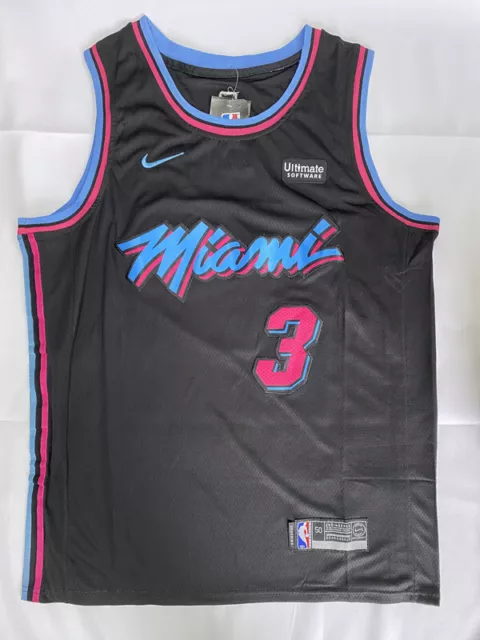Black Dwyane Wade #3 Miami Heat Basketball Jersey Stitched City Edition