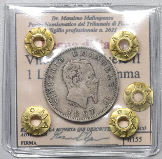 Regno d'italia 1 Lira 1867 Stemma Milano Vittorio Emanuele II monete Argento