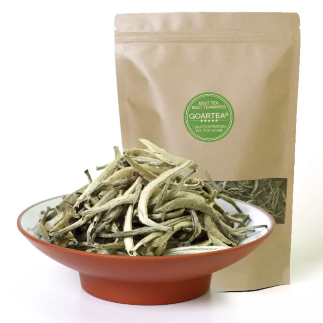 GOARTEA 100g Premium Silver Needle Weißer Tee Weisser Bai Hao Yinzhen White Tea