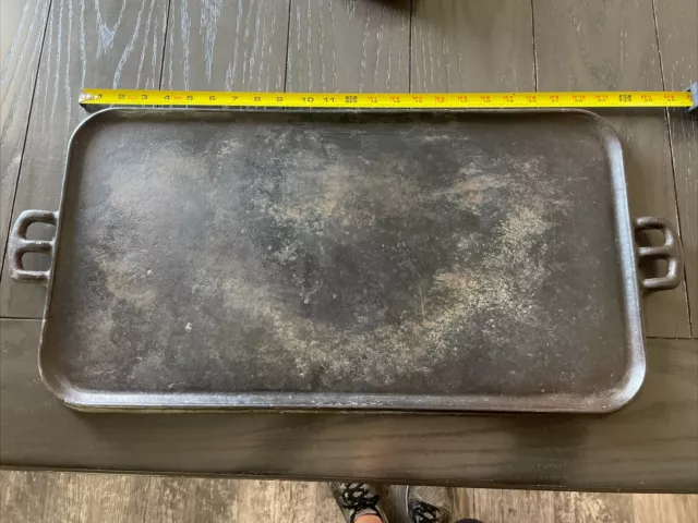 Vintage Cast Iron Griddle Heavy Duty 22 x 12" Surface