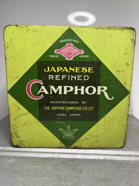 Japanese Refined Camphor Nippon Camphor EMPTY Collectible Tin Vintage