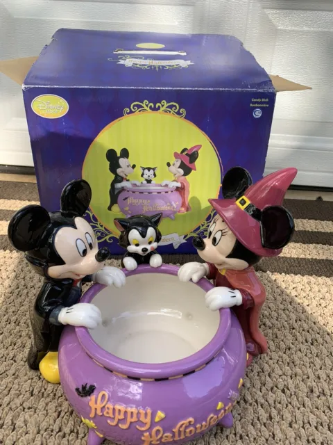 Disney Store Mickey-Minnie Mouse NIP Halloween Candy Dish Bowl Ceramic