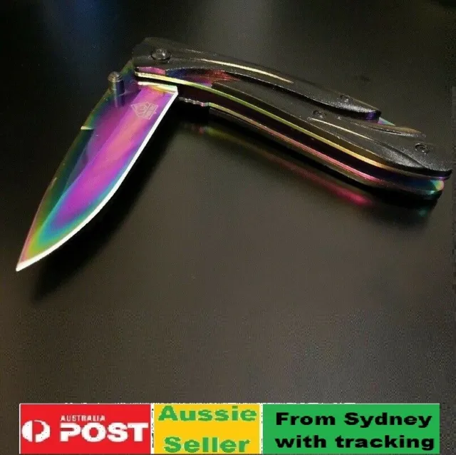 Titanium Fade (Rainbow) blade folding knife hunting knife pocket knife CS go