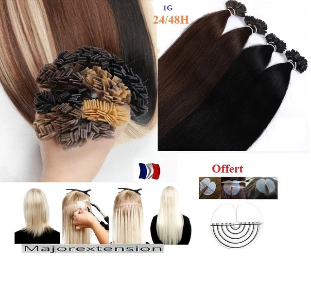 Extensions De Cheveux à La Kératine - 100% Naturels Remy - Longueur 49-66 Cm - Pose à Chaud (flat Tip) - Quantité 50/100/150