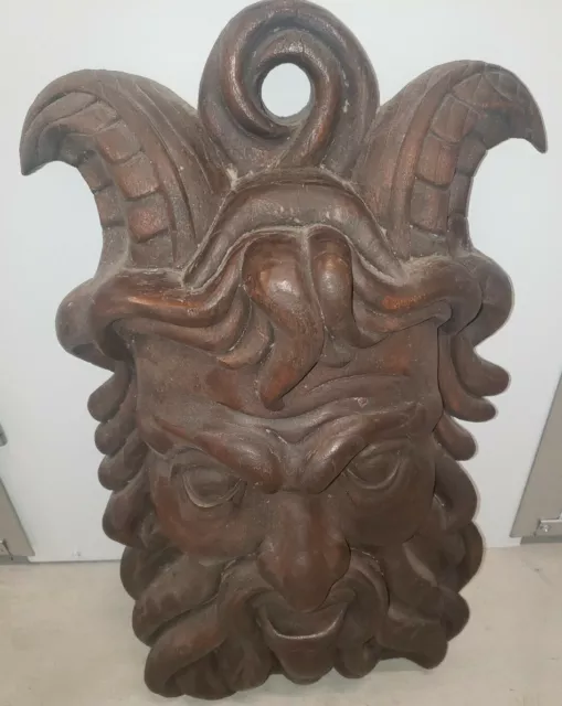 Rare N.Wiseman Hand Carved Wooden 20"x12" Devil Sculpture