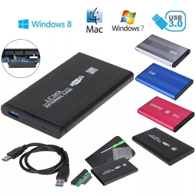 SATA 2.5" USB 3.0 Hard Drive Mobile Disk External Enclosure HDD Case Box w Screw