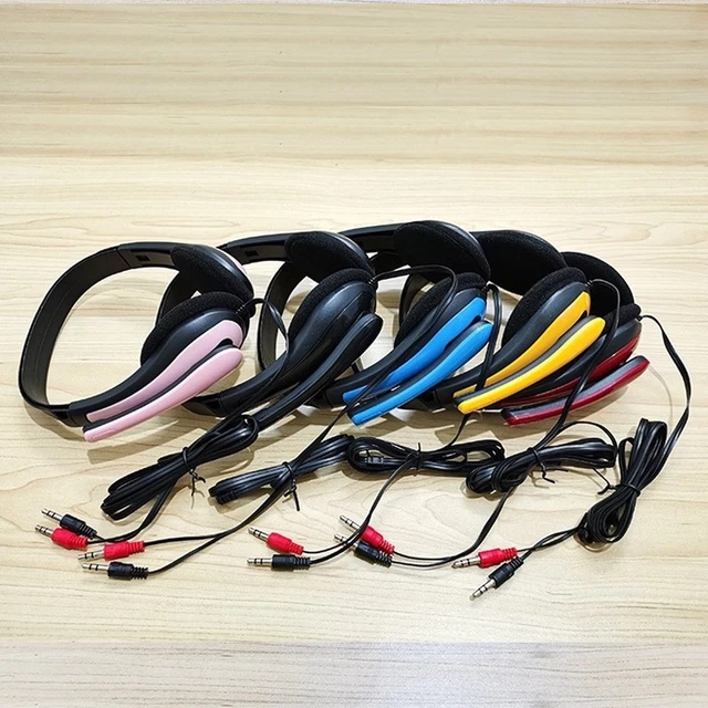 DUAL-AUDIO-JACK OVER-EAR HEADPHONES with Mic for Home Office For Gaming ...