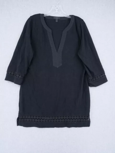 J. Crew Dress Womens Size M Medium Black Shift V-Neck 3/4 Sleeve Casual