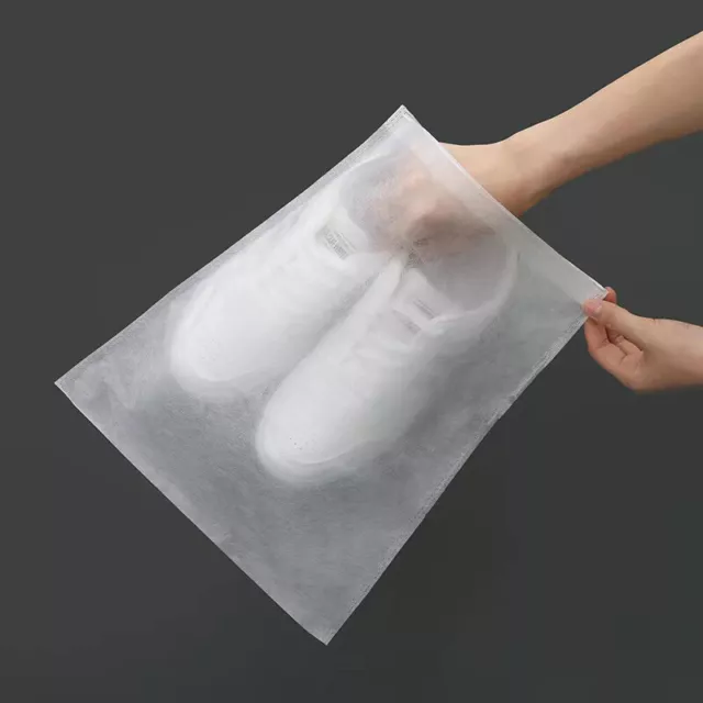 10 piezas/juego de fundas para zapatos a prueba de polvo bolsa de almacenamiento transparente con cordón sin tejer S JW