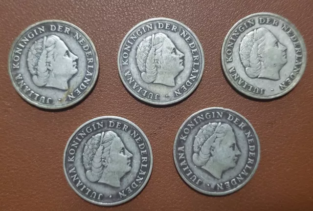 5 - 1952 Netherlands Antillen (Antillies) 1 Gulden Coins 72% Silver