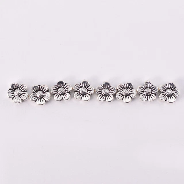 100 Pcs Floral Loose Bead Sunflower Beads Spacer Beads Vintage Bracelet Jewelry 12